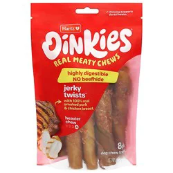 Hartz Oinkies Chews For Dogs Pig Skin Twists Wrapped With Real Chicken - 8 Count
