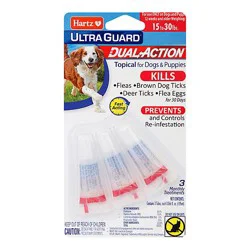 Hartz Ultraguard Topical For Dog & Puppies Dual Action 15 To 30 Lbs Blister Pack - 3 Count