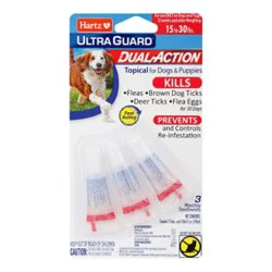 Hartz Ultraguard Topical For Dog & Puppies Dual Action 15 To 30 Lbs Blister Pack - 3 Count