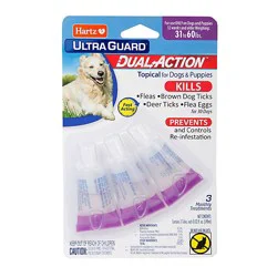 Hartz Ultraguard Topical For Dog & Puppies Dual Action 31 To 60 Lbs Blister Pack - 3 Count