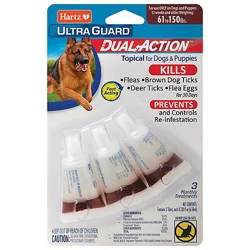 Hartz Ultraguard Topical For Dog & Puppies Dual Action 61 To 150 Lbs Blister Pack - 3 Count