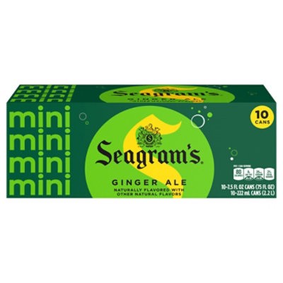 slide 1 of 3, Seagrams Soda Pop Ginger Ale In Mini Cans - 10-7.5 Fl. Oz., 75 fl oz