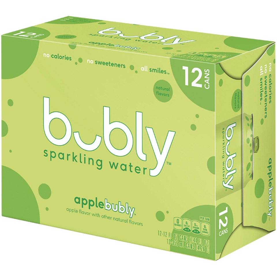 slide 3 of 4, bubly Sparkling Water Apple 12 Fl Oz 12 Count Cans, 12 ct; 12 fl oz