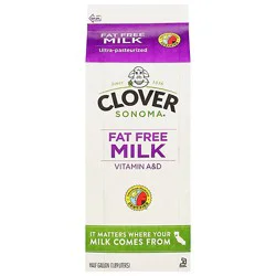Clover Fat Free Milk Non - Gmo Choice - Half Gallon