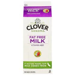 Clover Fat Free Milk Non - Gmo Choice - Half Gallon
