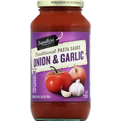Signature Select Pasta Sauce Traditional Onion & Garlic Jar - 25 Oz