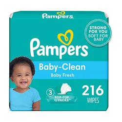 Pampers Baby Wipes Baby Clean Scented 3x Pop Top - 216 Count