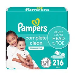 Pampers Baby Wipes Baby Clean Perfume Free 3x Pop Top - 216 Count