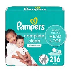 Pampers Baby Wipes Baby Clean Perfume Free 3x Pop Top - 216 Count