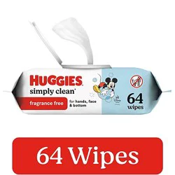 Huggies Simply Clean Fragrance Free Baby Wipes 1 Flip-Top Pack - 64 Wipes