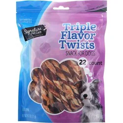 Signature Pet Care Dog Chew Triple Flavor Twist 22 Count Pouch - 4.2 Oz