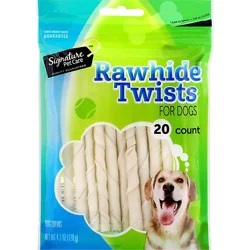 Signature Pet Care Dog Chew Rawhide Twists 20 Count Pouch - 4.2 Oz