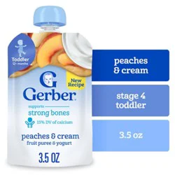 Gerber Fruit And Yogurt Peaches And Cream Snack Pouch For Toddler - 3.5 Oz