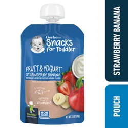 Gerber Fruit & Yogurt Strawberry Banana Snack Pouch For Toddler - 3.5 Oz