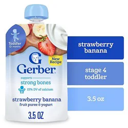 Gerber Fruit & Yogurt Strawberry Banana Snack Pouch For Toddler - 3.5 Oz