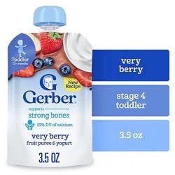 Gerber Very Berry Fruit & Yogurt Snacks Pouch For Toddler - 3.5 Oz