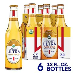 Michelob Ultra Pure Gold Organic Light Lager Beer In Bottles - 6 - 12 Fl. Oz.