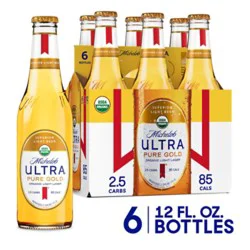 Michelob Ultra Pure Gold Organic Light Lager Beer In Bottles - 6 - 12 Fl. Oz.