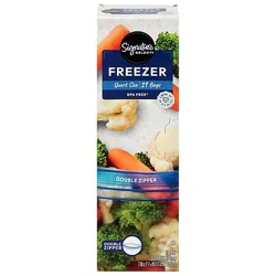 Signature Select Bags Freezer Click & Lock Double Zipper Quart - 19 Count