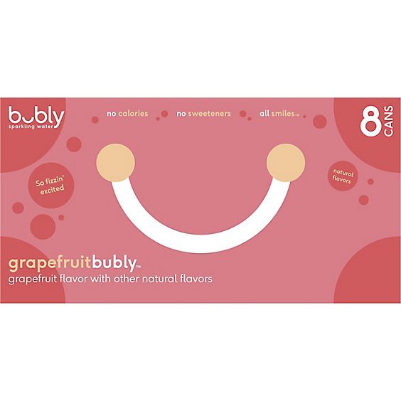 slide 1 of 8, Bubly Sparkling Water Grapefruit Cans - 8-12 Fl. Oz., 96 fl oz
