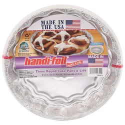 Handi-Foil Cnc Round Cake Pan With Lid - 3 Count