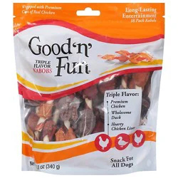 Good 'n' Fun Triple Flavor Kabobs Rawhide Chews For All Dogs 18 Count Bag - 12 Oz