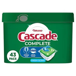 Cascade Complete Dishwasher Detergent Pods Actionpacs Tabs Fresh Scent - 43 Count