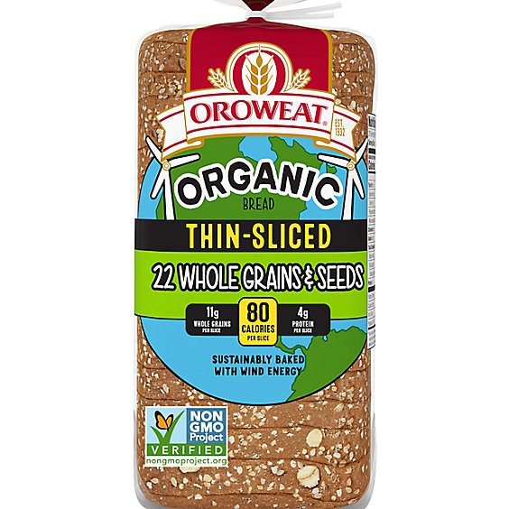 slide 1 of 10, Oroweat Organic Thin Sliced 22 Grains And Seeds Bread - 20 Oz, 20 oz