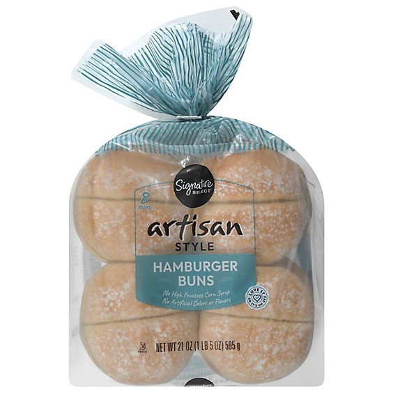 slide 1 of 1, Signature Select Artisan Hamburger Buns White - 21 Oz, 21 oz