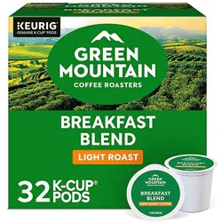 Green Mountain Coffee Roasters Breakfast Blend Light Roast Coffee K Cup Pods - 32 Count