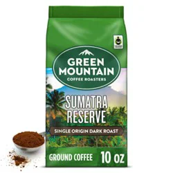Green Mountain Coffee Roasters Sumatra Reserve Dark Roast Organic Ground Coffee Bagged - 10 Oz