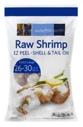 Waterfront Bistro Frozen Raw Ez Peel Shell Tail On Large Shrimp 26-30 Count - 2 Lb