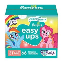 Pampers Easy Ups Size 3t To 4t Girls Training Underwear - 66 Count