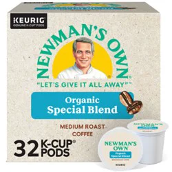 Newman's Own Special Blend Organic Medium Roast Coffee K Cup Pods - 32 Count