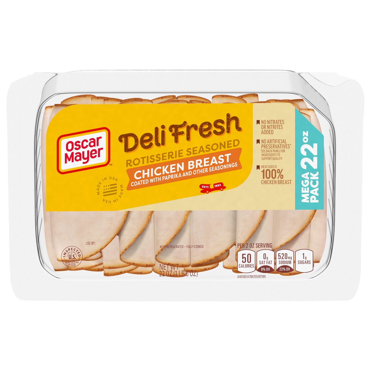 slide 7 of 12, Oscar Mayer Deli Fresh Rotisserie Seasoned Sliced Chicken Breast Deli Lunch Meat Mega - 22 Oz, 22 oz