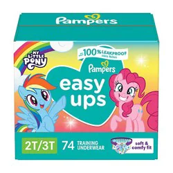 Pampers Easy Ups Size 2t To 3t Girls Training Underwear - 74 Count