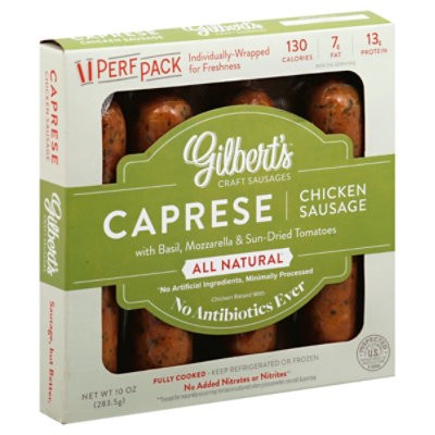 slide 1 of 1, Gilbert's Caprese Chicken Sausage - 10 Oz, 10 oz