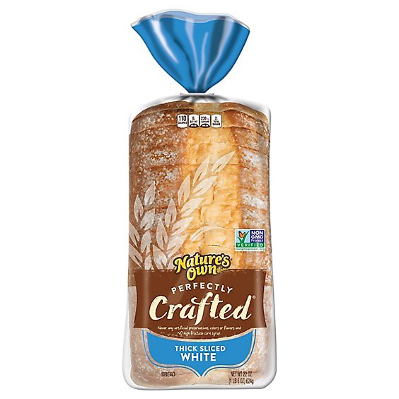 slide 1 of 10, Natures Own Perfectly Crafted White Bread Thick Sliced Non-Gmo Sandwich Bread - 22 Oz, 22 oz