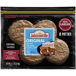 Johnsonville Breakfast Sausage Patties Original Fully Cooked 8 Patties - 11.1 Oz