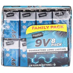 Signature Select Batteries Alkaline 9v Guaranteed Long Lasting Family Pack - 8 Count