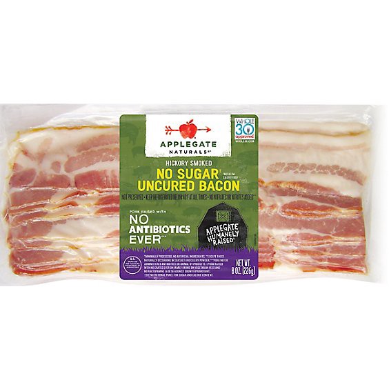 slide 1 of 1, Applegate Natuals No Sugar Uncured Bacon Slices - 8 Oz, 8 oz