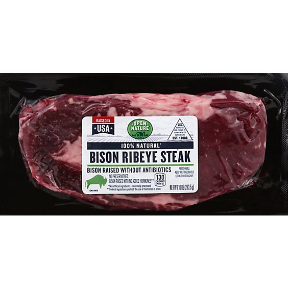 slide 1 of 1, Open Nature Bison Steak Ribeye Boneless - 10 Oz, 10 oz