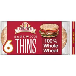 Arnold Sandwich Thins Whole Wheat Rolls - 6 - 12 Oz