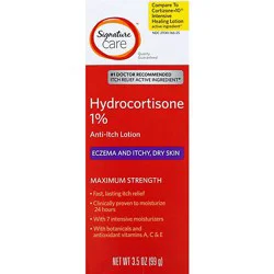 Signature Care Lotion Anti Itch Hydrocortisone 1% Eczyma Itchy Dry Skin - 3.5 Oz