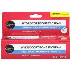 Signature Select/care Cream Anti Itch Hydrocortisone 1% With Healing Aloe Maximum Strength - 1 Oz