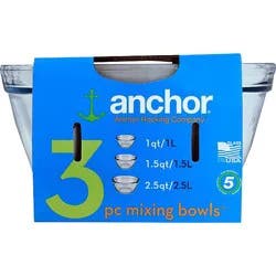 Anchor Hocking 3 Piece Mixing Bowl - Each