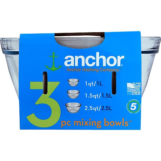 slide 1 of 1, Anchor Hocking 3 Piece Mixing Bowl - Each, 1 ct