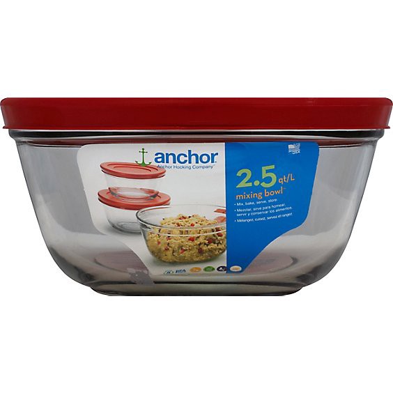 slide 1 of 3, Anchor Hocking Mixing Bowl W/ Lid Red 2.5qt - Each, 1 ct