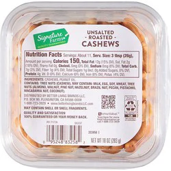 Signature Farms No Salt Roasted Cashews - 10 Oz
