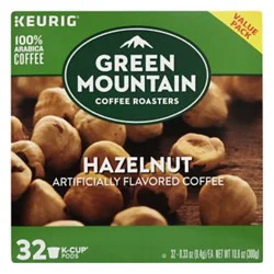 Green Mountain Coffee Roasters Hazelnut Light Roast Coffee K Cup Pods - 32 Count
